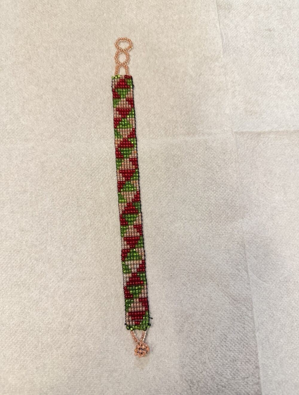 Multicolor Glass Beaded Bracelet, Adjustable Loop Closure, 8 in